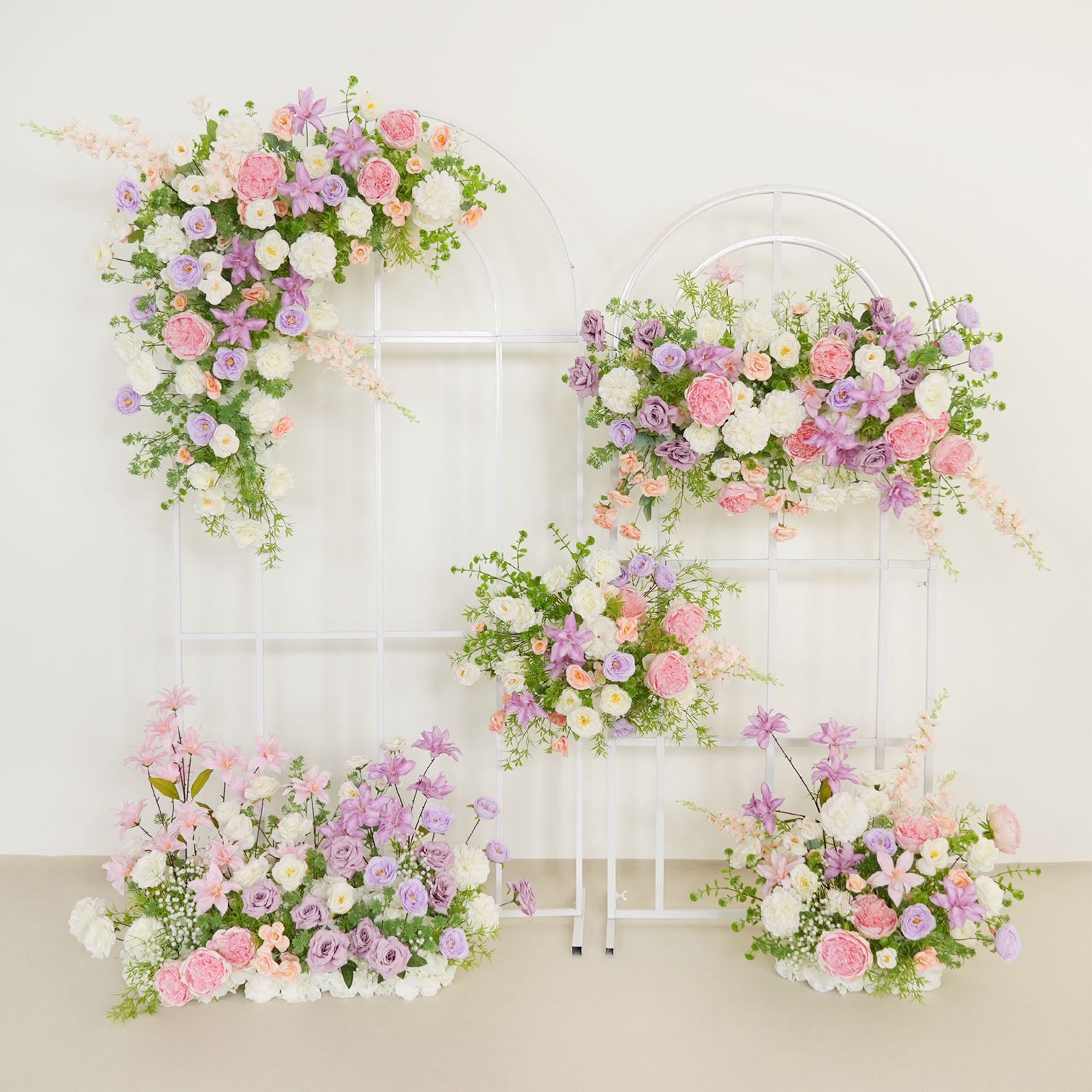 Uflower Artificial Purple Pink Wedding KT Backdrop Flower Row Decor